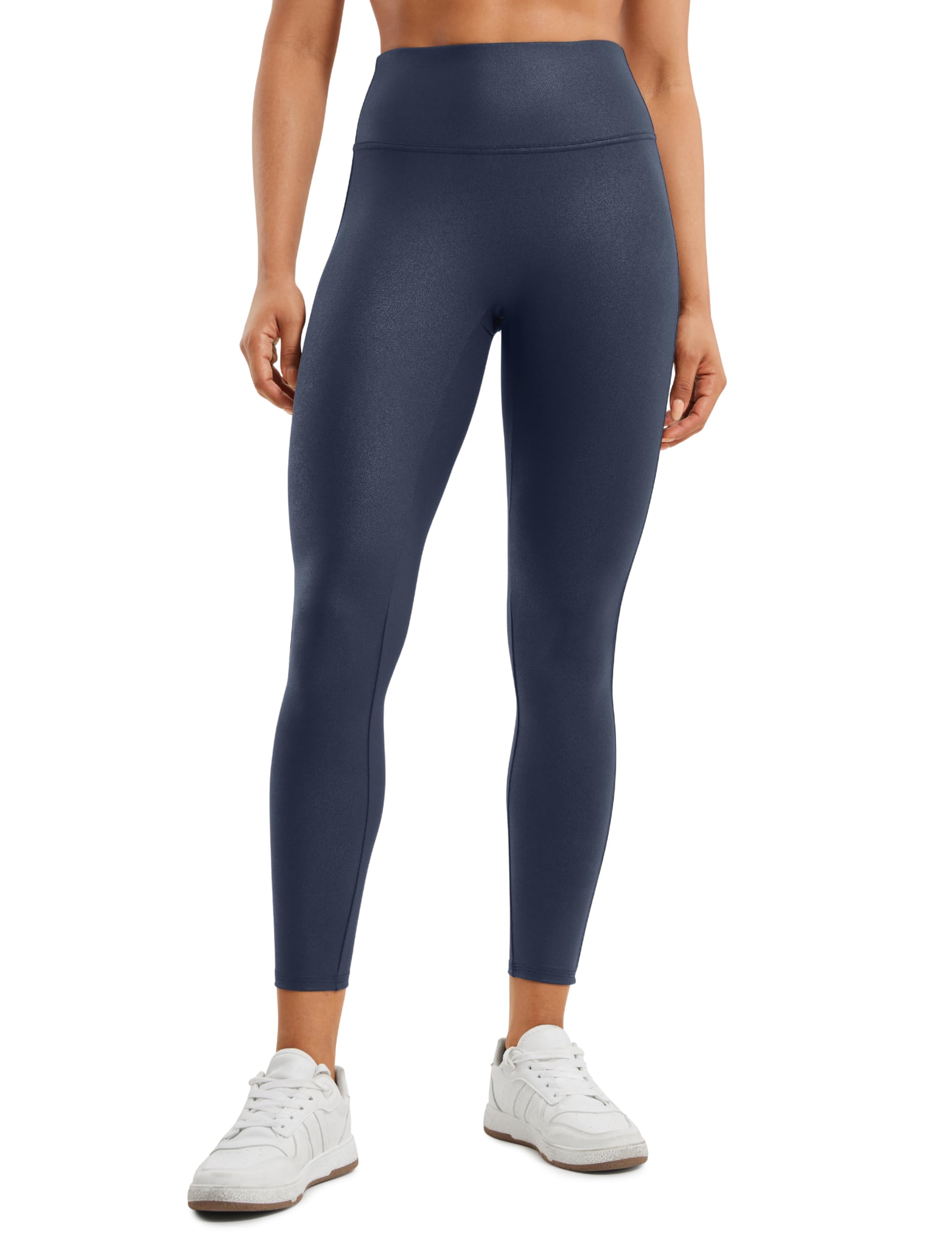 CRZ YOGA Butterluxe Leggings Similicuir Mat 64cm Indigo-Foil 44 | Pas de Couture Devant, Extrêmement Doux, Compression Douce, Quotidien, Taille Haute, pour Femmes