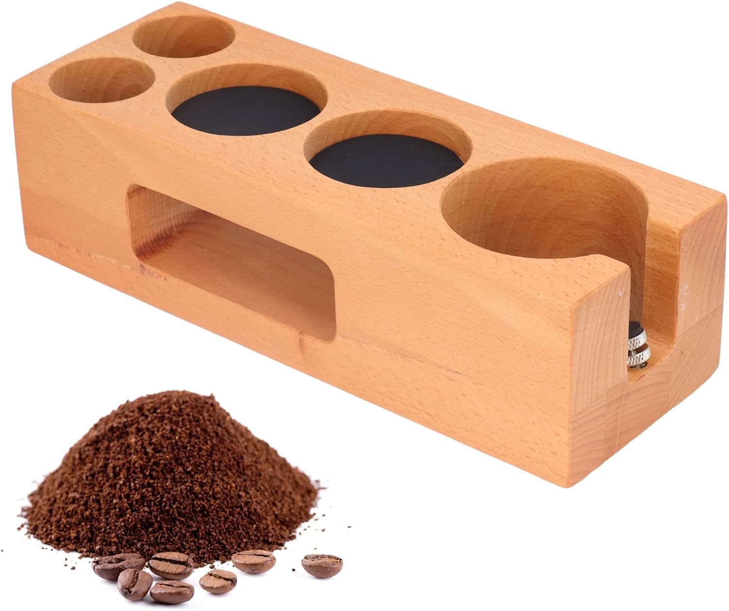 Wood Coffee Filter Tamper Holder, Coffee Tamper Holder Wooden Espresso Tamper Mat Stand Tamper Station Wooden Base for 58mm Coffee Machine Handle Bracket
