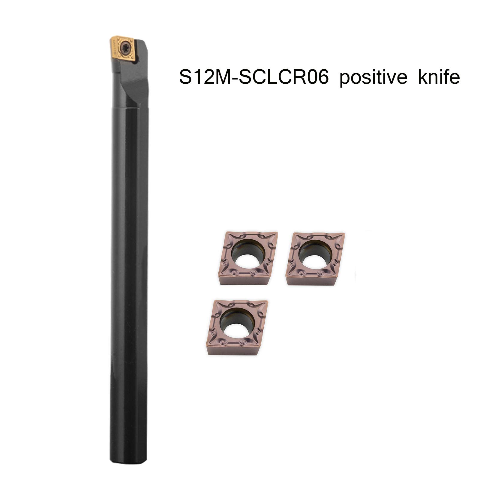 Set di portautensili in carburo indicizzabile per tornio CNC con 3 inserti di tornitura in carburo, S12MSCLCR06