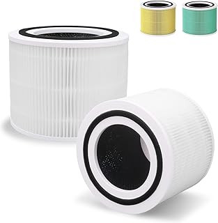 2 Pack Core 300 True HEPA Replacement Filters for LEVOIT Core 300 and Core 300S Vortex Air Air Purifier, 3-in-1 H13 Grade True HEPA Filter Replacement, Compare to Part No. Core 300-RF (White)