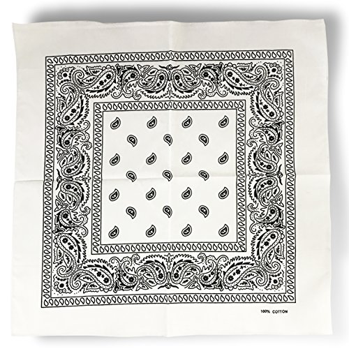 allgala Bandanas 12 Pack 100% Cotton Men's Novelty Cowboy Bandanas Handkerchiefs-6 Popular Design Assorted-(White Black Red Paisley Design and Army and Grey Camouflage US Flags)4