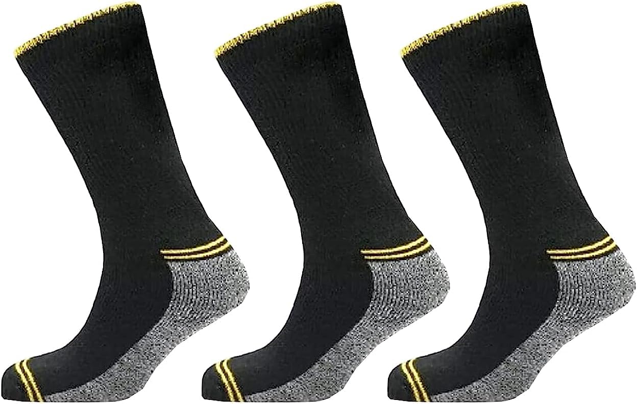 COSHALMens Diabetic Work Socks Heavy Duty with Reinforced Heels & Toes Rich Cotton industrial socks, Moisture Wicking, Breathable Boot Socks - Superior Cushion & Eco Friendly - Size 6-11 (3 Pairs)
