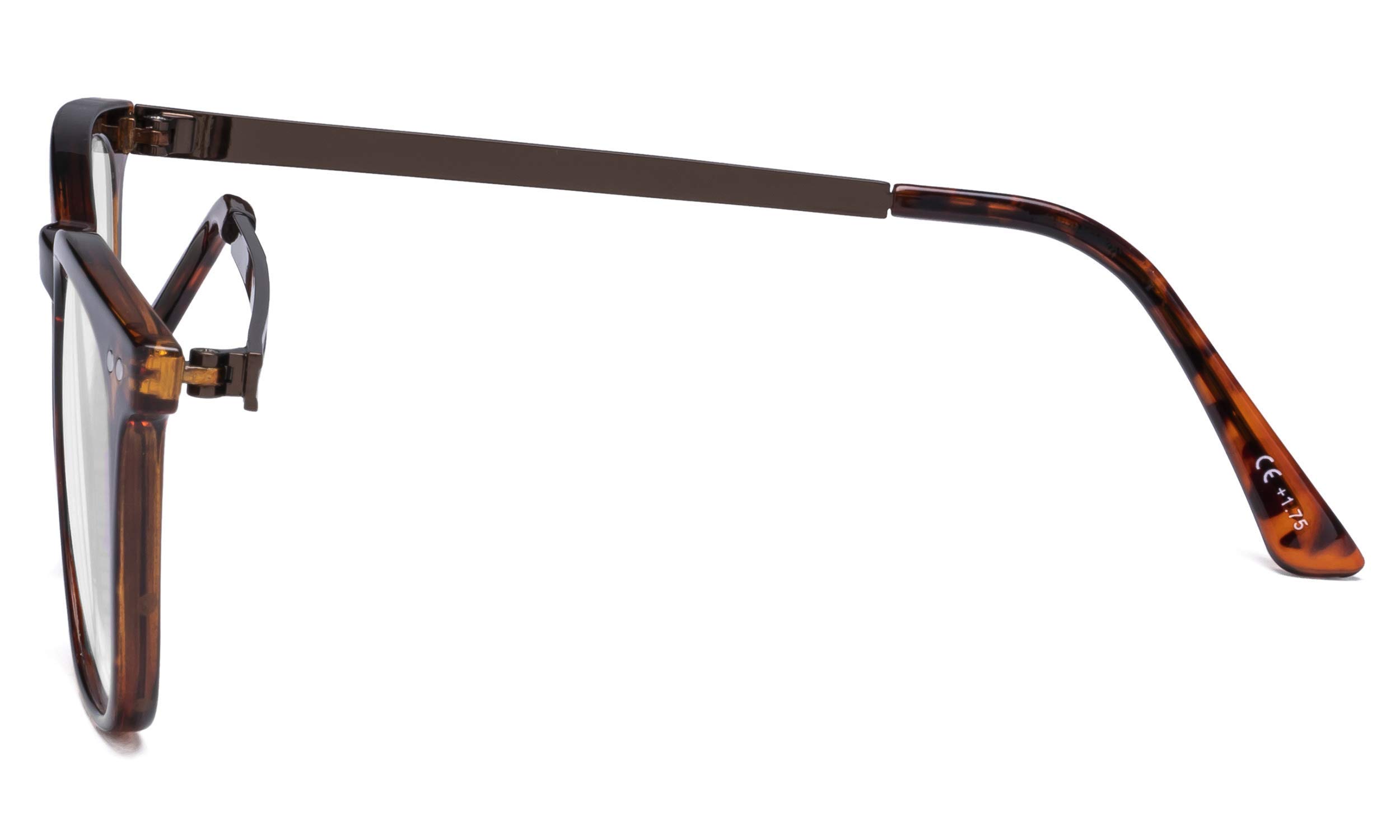 Eyekepper Readers Retro Square Plastic Frame Metal Arms Reading Glasses Tortoise, +1.50 - Image 3