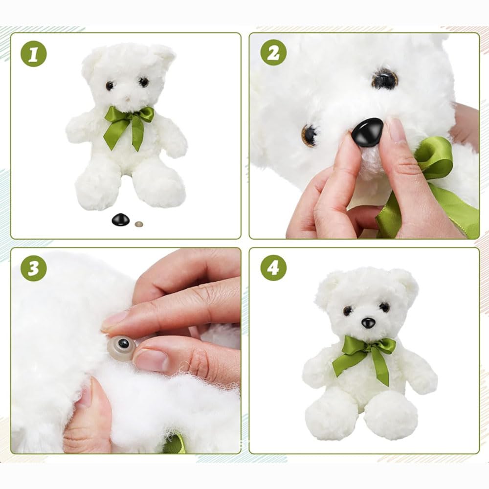 Set Di 30 Nasi Di Sicurezza Per Amigurumi AHANDMAKER - 3 Stili, 18 Mm, Neri, Con Rondelle