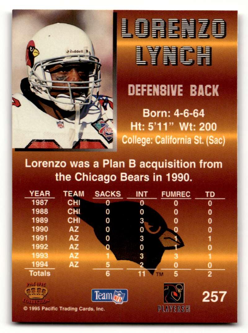 Amazon.com: 1995 Pacific #257 Lorenzo Lynch Arizona Cardinals