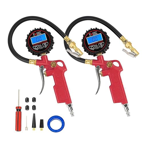Miniatura 8 de FOVAL Inflador digital de neumáticos con medidor de presión 250 PSI Air Chuck Compresor Accesorios con manguera de goma y acoplador de conexión