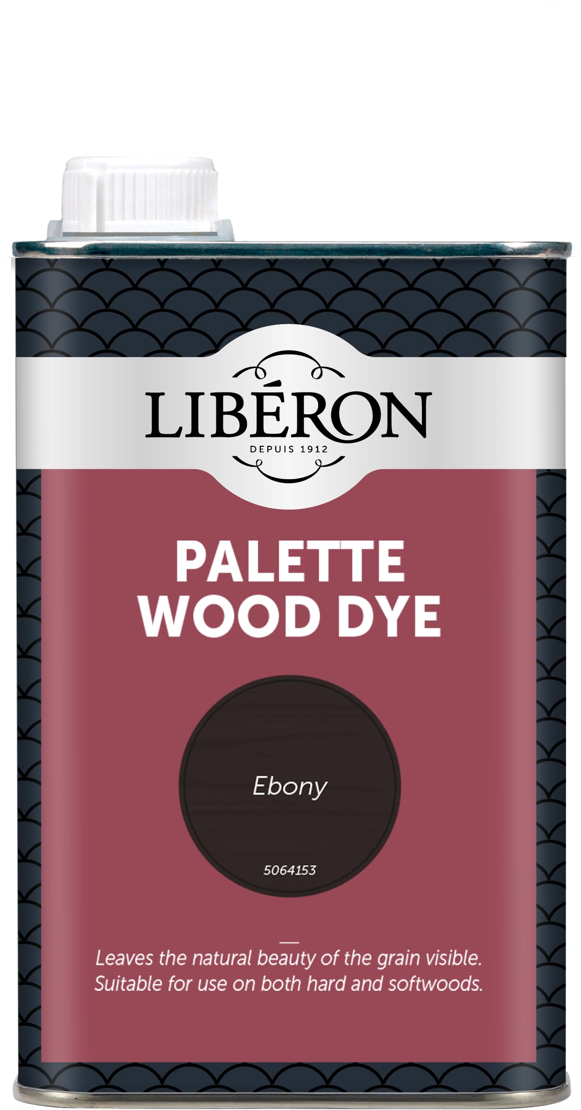 Libéron Palette Wood Dye – Water-Based Formula - Leaves Grain Visible - Hardwood & Softwood Furniture, Floors & Doors - Intermixable Colours - Ebony - 500ml