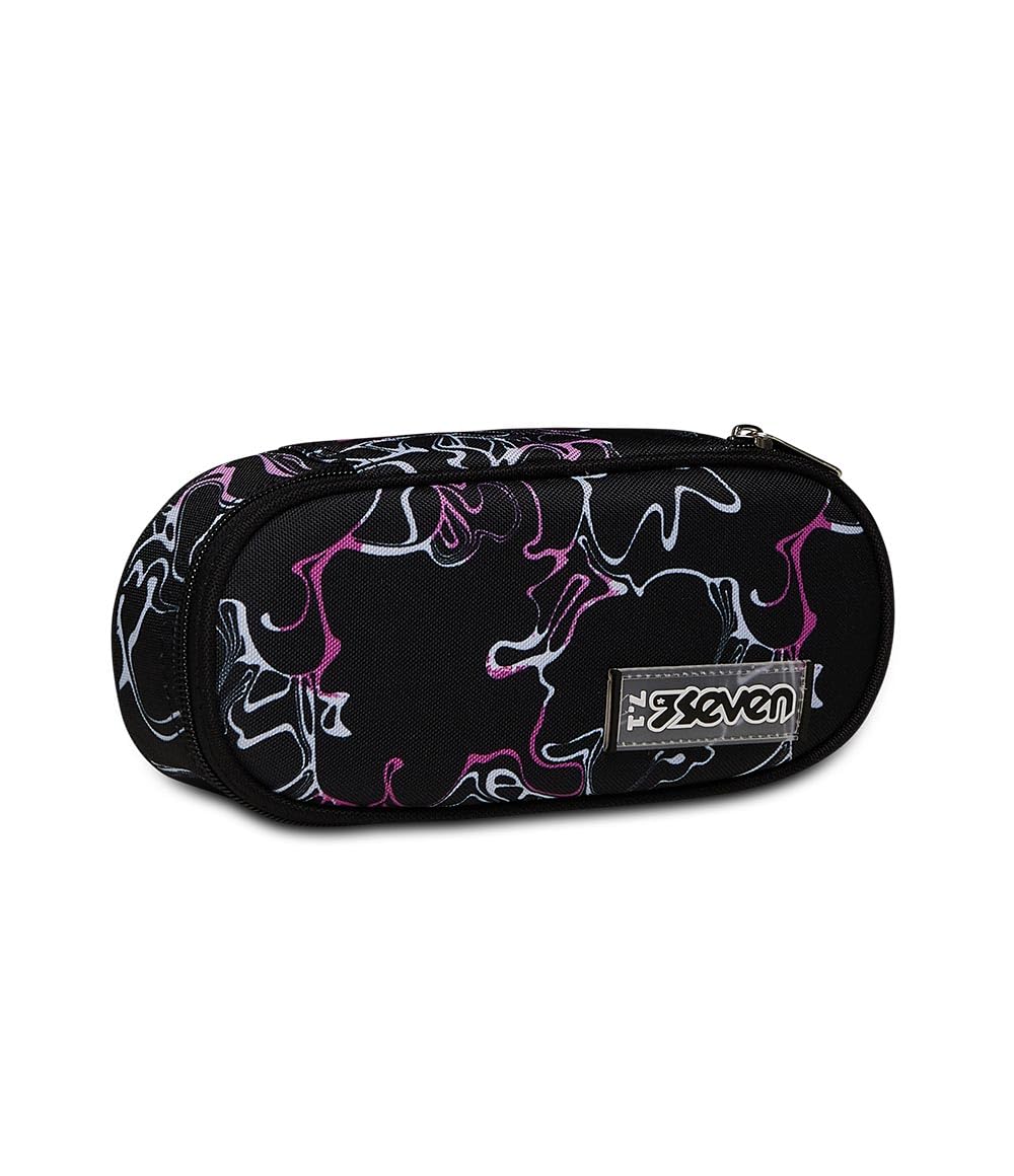 School Seven Round Plus Pen Holder with Elastic Bands for Pens - Freethink - Girl - Fuchsia, Rose Violet