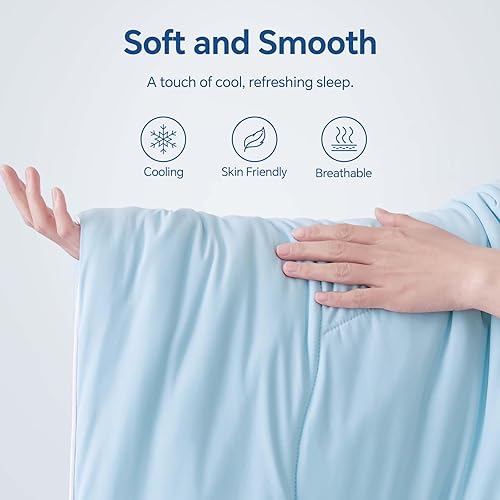 Miniatura 10 de BEDELITE Edredón refrescante tamaño Queen, mantas refrescantes de doble cara para personas que duermen con calor, edredón de verano ligero y