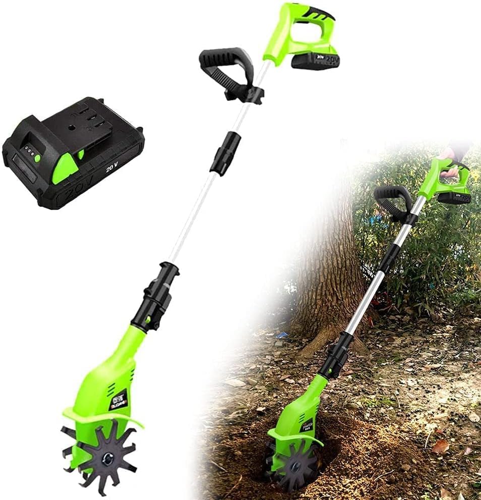 ELzEy Motoazada eléctrica Azada eléctrica de Litio portátil de Mano, Rototiller, microcultor de Estilo casero pequeño, aflojador, cultivador agrícola reexcavación de Hierba o Mezcla de Suelo