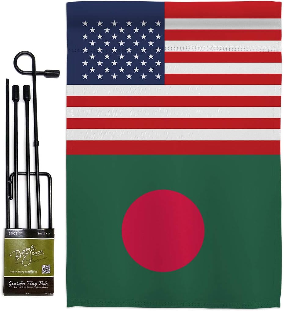 Bangladesh US Friendship Burlap Burlap Garden Flag Regional USA American Alliance World Country Particular Area Small Decorative Gift Yard House Banner Double-Sided Made In 13 X 18.5