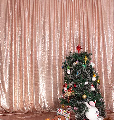 SquarePie Sequin Backdrop Curtain Not See Through Background for Wedding Party 7FT x 7FT Rose Gold