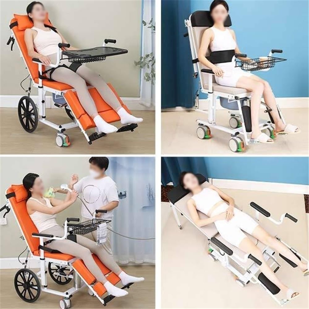 chodzik rollator Łóżko dla osób niepełnosprawnych, łóżko wielofunkcyjne, do użytku wewnątrz i na zewnątrz, z funkcją pchania i leżenia, regulowane do podnoszenia Chodziki dla seniorów(Grijs)