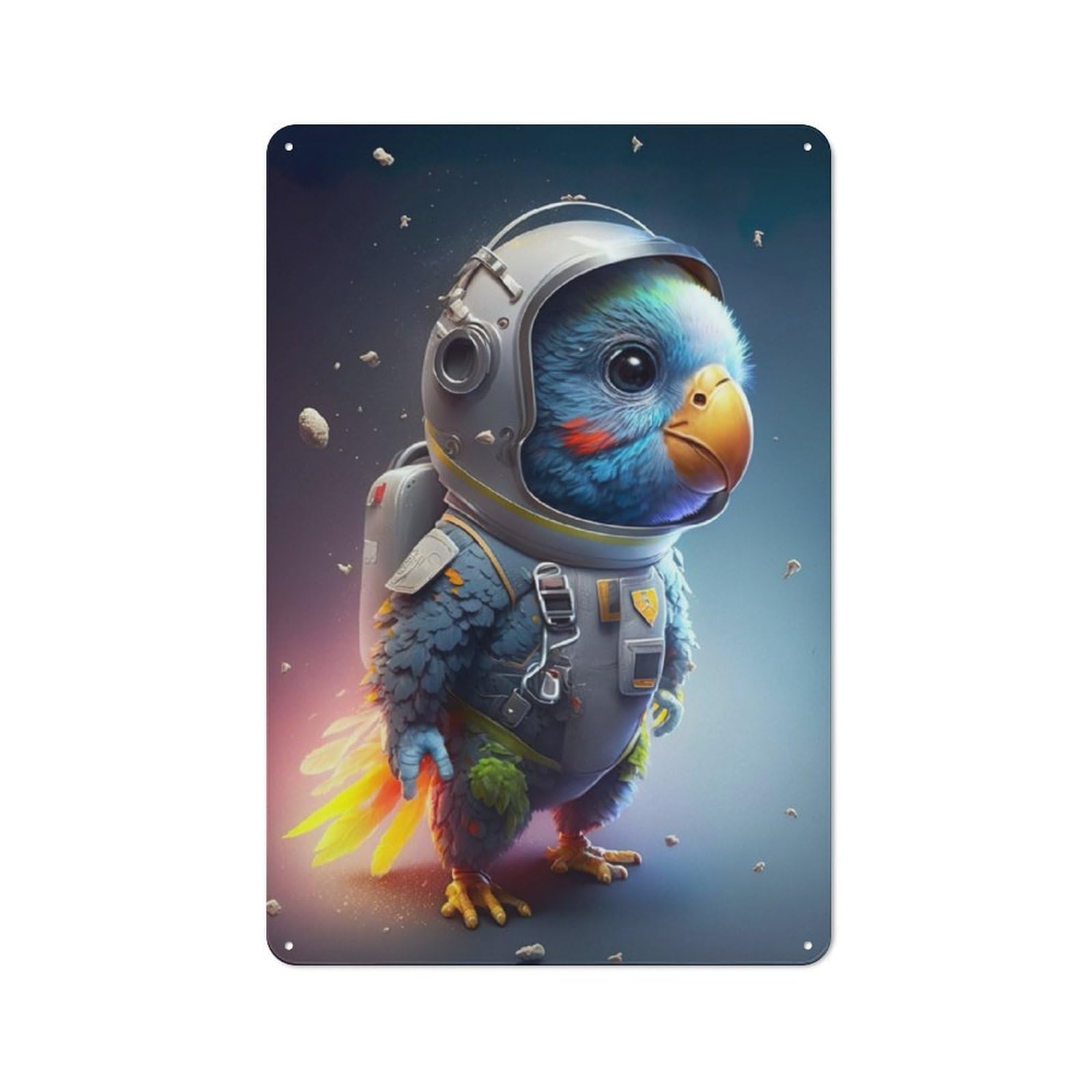 Junmoney Astronaut Space Parrot Shed Metal Sign With Design 30X20cm, Outdoor Room Shed Wall Decor For Shed, Garden Room, Porch Or Garage