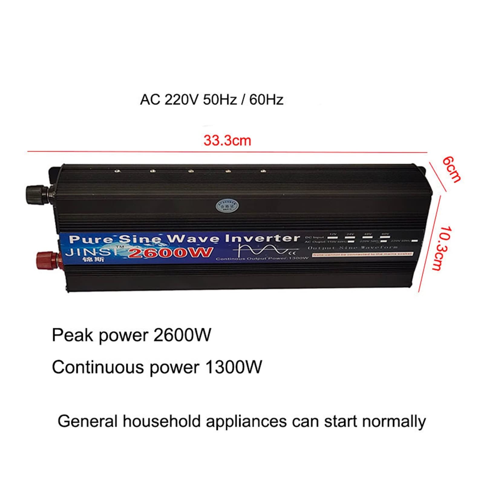 Inversor de Onda sinusoidal Pura 12V 24V 48V 220V 1000w 2000w 2600W inversor de energía Solar DC12V a AC 220V convertidor Voltaje Pantalla LED(1000W,60V-220V 50HZ-Universal)