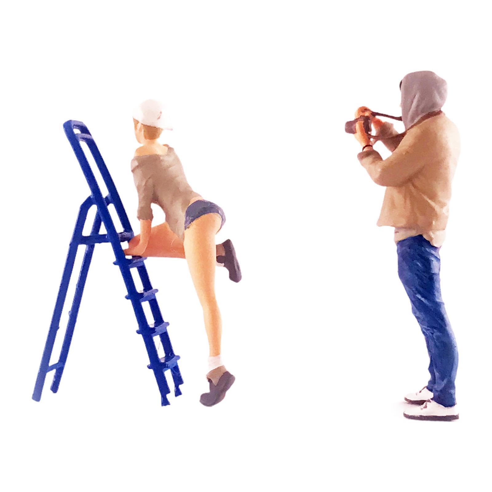 Miniature Scene Figure Set Persone Miniature Dipinte in Resina 1 64 Modelli Oggetti Collezionabili Accessori Diorama Scenico Adatti per Case delle, Cachi