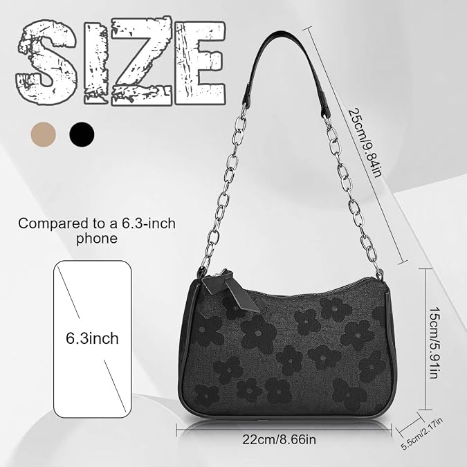 Small Shoulder Bag, Shoulder Handbag Shoulder Bag Purse with Embroidery Pattern for Women, Shoulder Handbag Purse