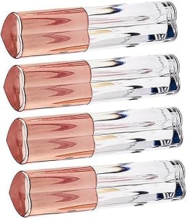 COOPHYA Tubos de bálsamo labial, 4 peças, frasco vazio, mini recipientes de brilho labial transparente, cosméticos, óleo labial vazio, recipientes de brilho labial, suporte para brilho labial, tubos de batom, Ouro rosa, 8.75x2.2cm