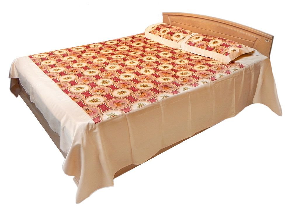 DollsofIndia Glazed Cotton Double Bedspread with 2 Pillow Covers - 94 x 86 inches (KY09)-image-37