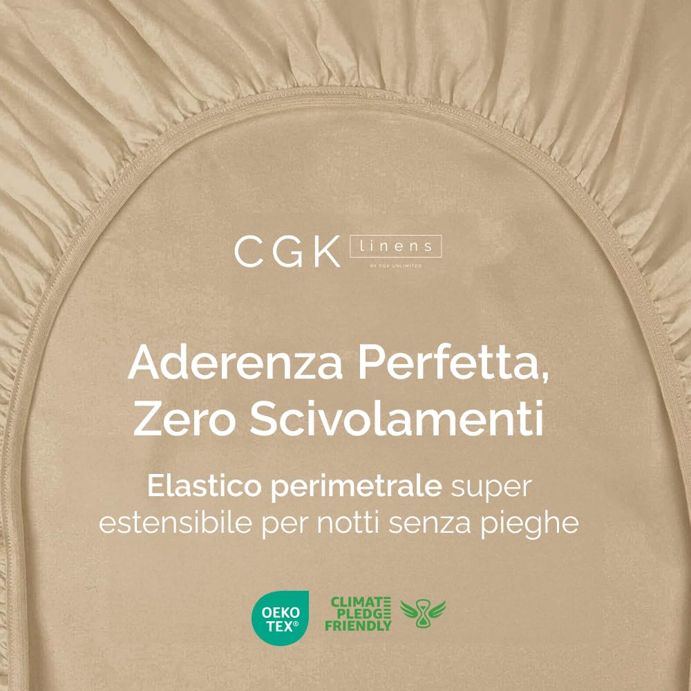 Lenzuolo con angoli 140x200 Beige, profondità 30 cm - Lussuoso lenzuolo con angoli - Per materassi fino a 30 cm (12") di altezza - Morbido, senza pieghe e traspirante - 140x200 - singola