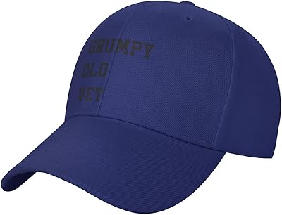 Haebfsl Grumpy Old Vet. Fashionable Vintage Low-Profile Baseball Cap,Unisex Adjustable Dad Hat,Blue