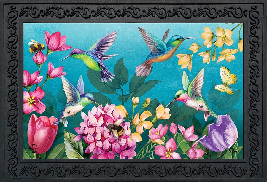 Briarwood Lane Spring Doormat 30x18 Indoor Outdoor Springtime Hummingbirds for Spring Doormat