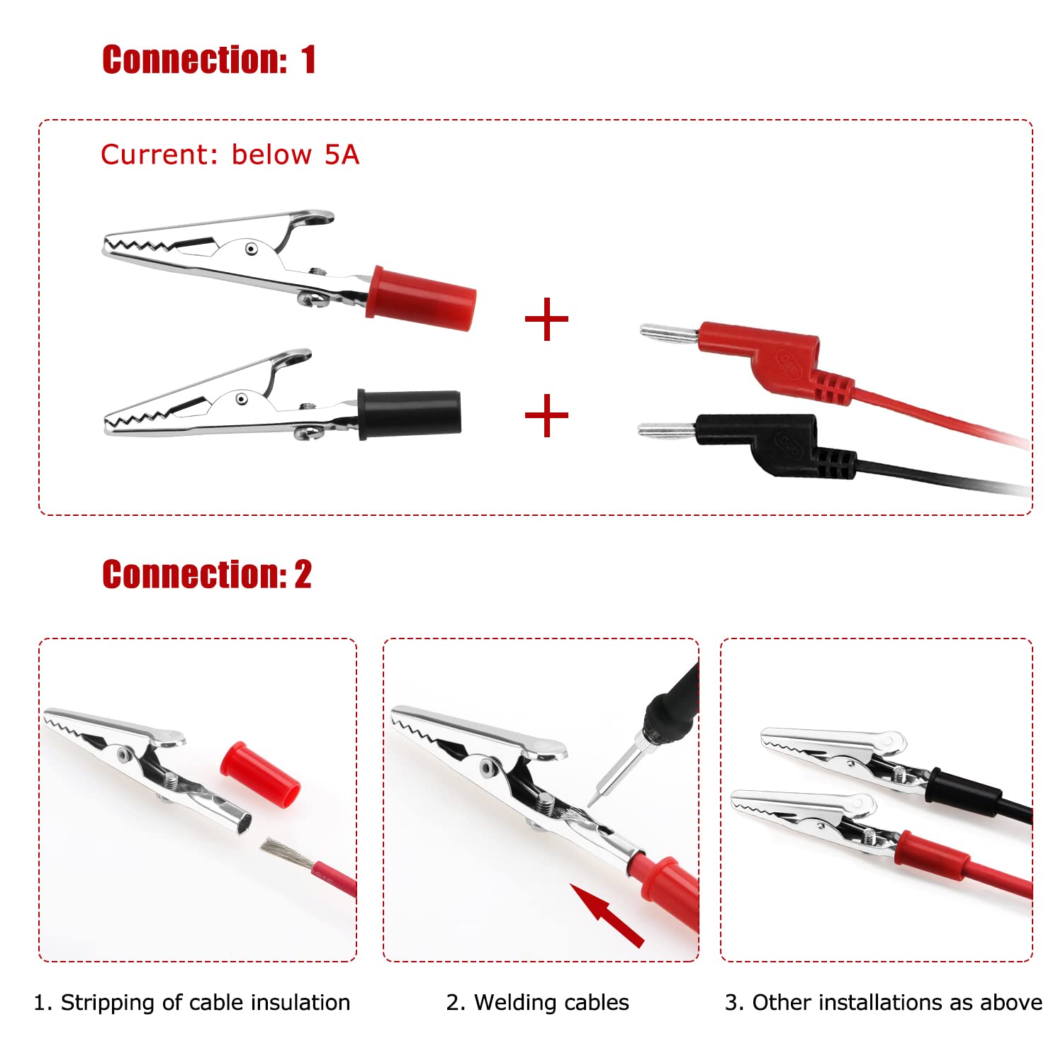 CCLIFE Set Da 28 Morsetti A Clip A Coccodrillo Pinze A Coccodrillo E Morsetti Batteria Assortiti Clip A Coccodrillo E Connettori Bipolari