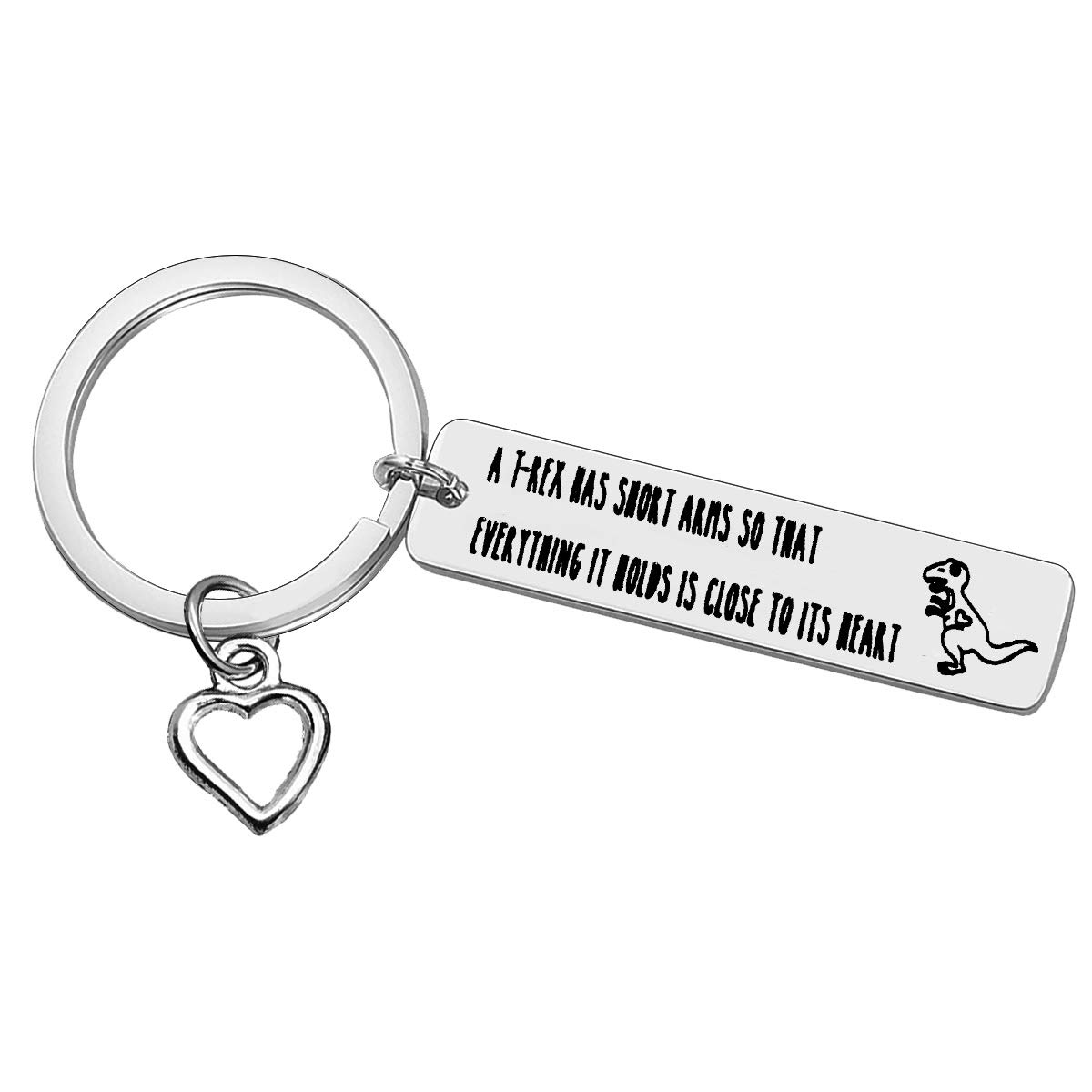 Ciyumu Silver Dinosaur Keyring Inspirational Gift Dinosaur Lovers Christmas Keyring Gifts Inspirational Keychain For Daughter Son T-Rex Charm Keyring Gift Dinosaur Motivational Keychain T-Rex Encouragement Keychain