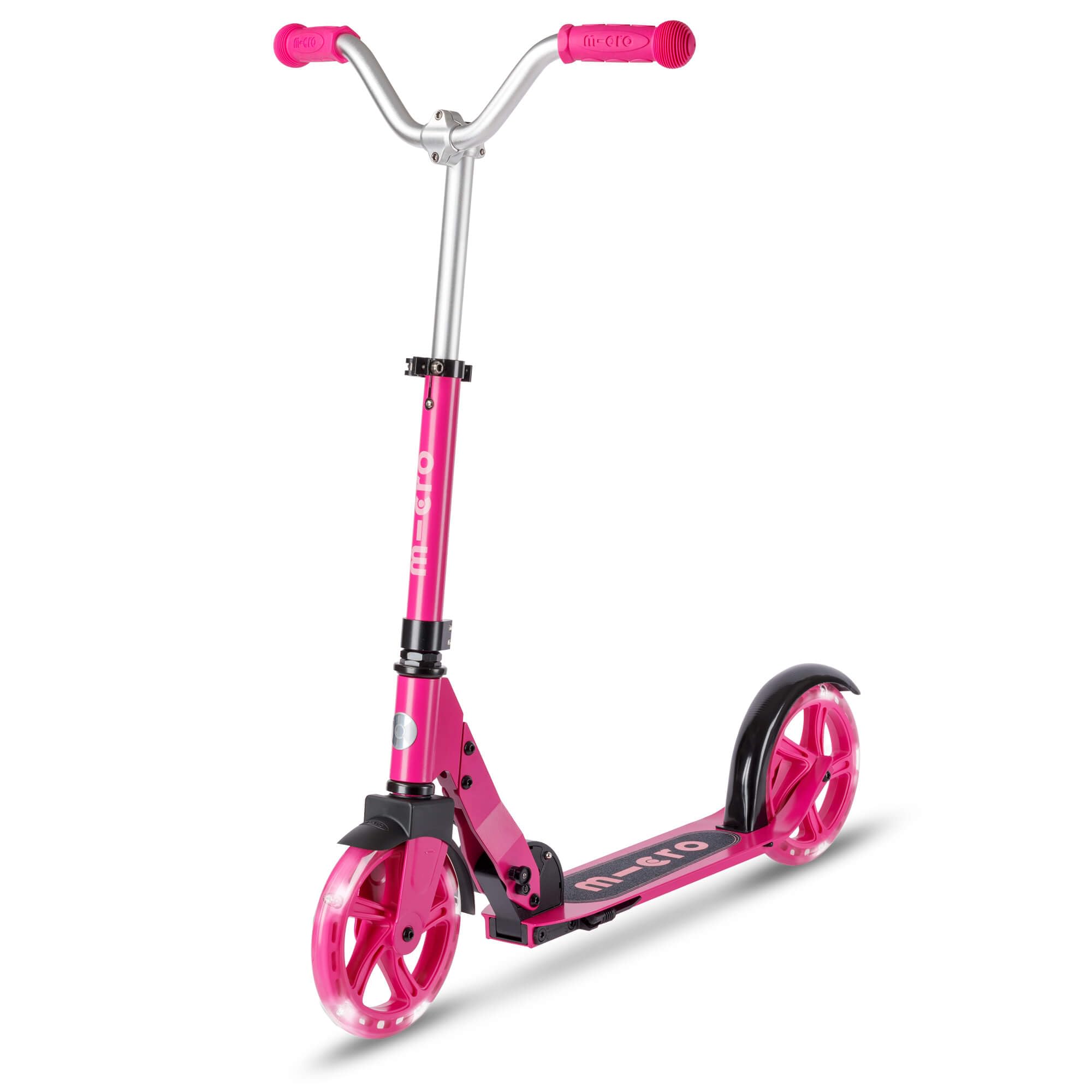 Micro Scooters | Cruiser LED Children's Scooter | Handlebar Adjustable | Lightweight | Light Up Wheels | Foldable | Kickstand | 5-12yrs | Boys & Girls | Berry Pink