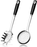 Vista 7 de Juego de cucharas de cocina de 14 pulgadas, juego de cucharas grandes de servir de acero inoxidable 18/0 de alta resistencia, cuchara ranurada