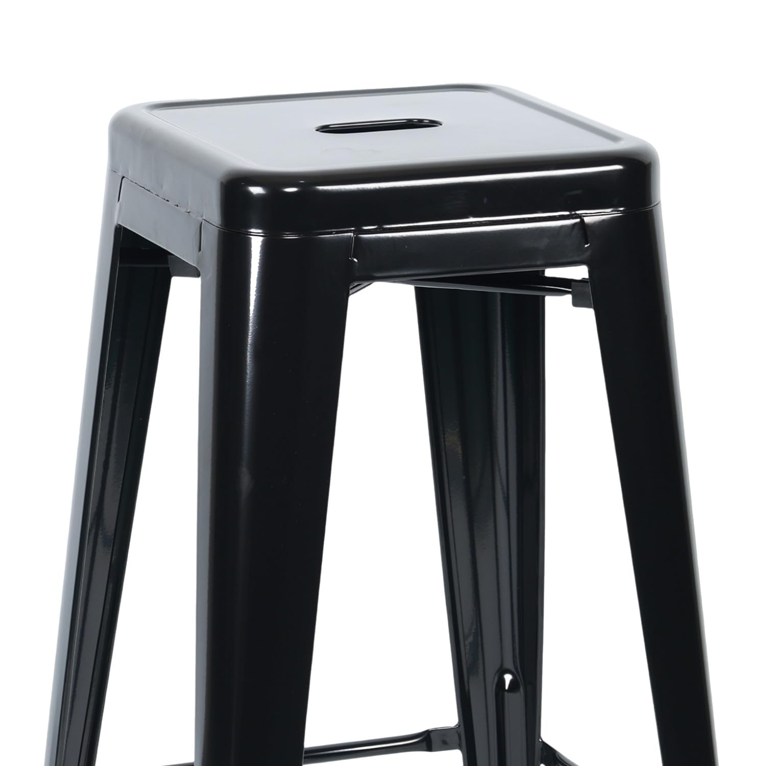THINIA HOME Pack 4 Taburetes Medios Industriales Apilables de Acero 43x43x76cm