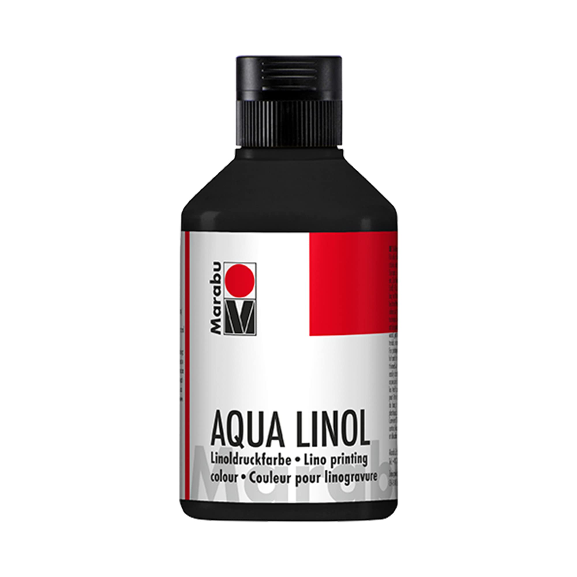 Marabu Linoldruckfarbe auf Wasserbasis – Schwarz, 250 ml, wischfest