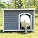 Petsfit Wooden Dog House Extreme Outback Log Cabin Weatherproof Outdoor Pet Kennel, Light Grey, Large/45.6