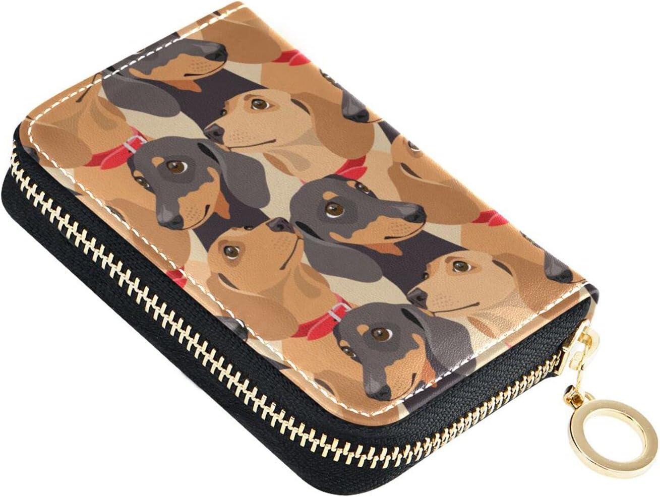 Retro Wolf Leather Wallet For Women RFID Blocking Wallet - Retro Wolf  Leather Card Holder With Zipper For Women & Girls Leather Card Case