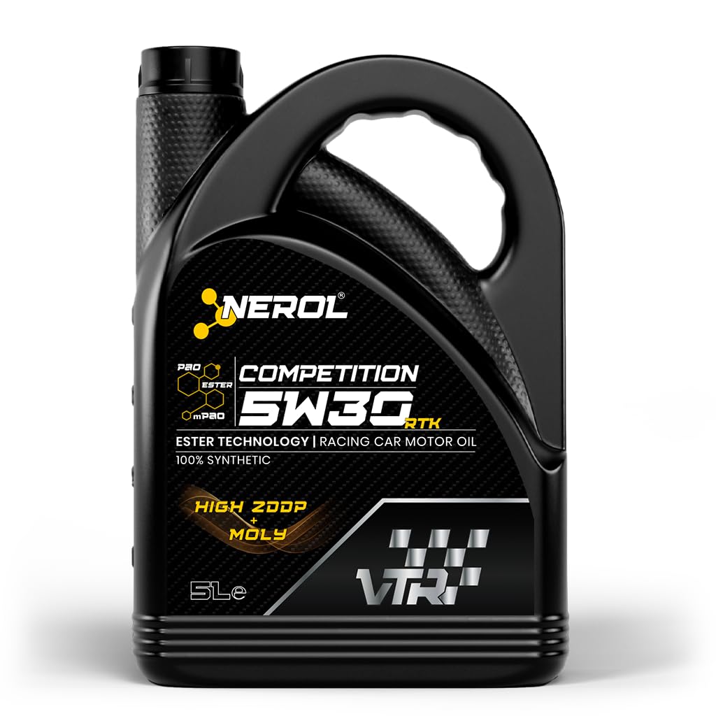 NEROL Aceite de Motor 100% Sintético Para Coche, 4T Performance VTR - RTK 5W-30 SN 5 Litros, Lubricante Vehículos Competición, Pao, mPao + Ester, Aditivos Última Generación (5 L)
