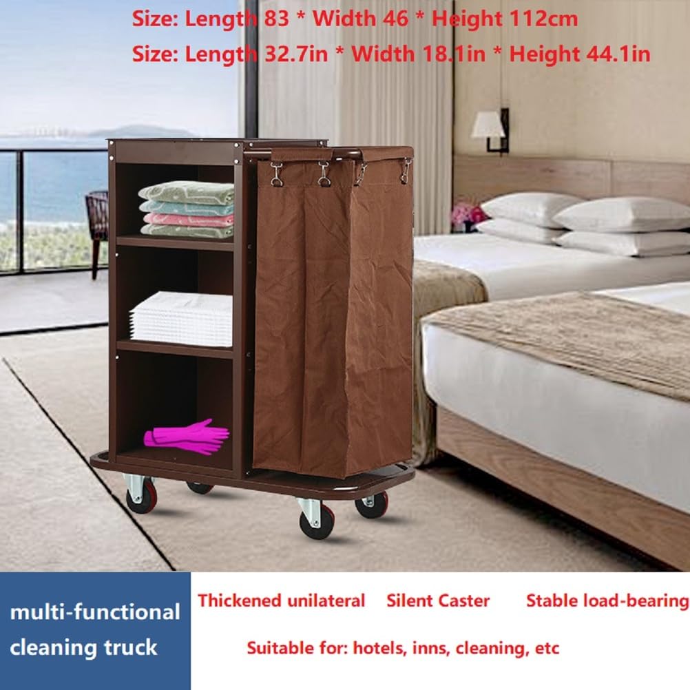 Carrello Multiuso per Pulizia, Carrello Compatto per Servizio, Carrello per Pulizie Hotel con Borse in Tela Rimovibili e Ruote con Blocco per Pulizia di Hotel e Appartamenti,A Style