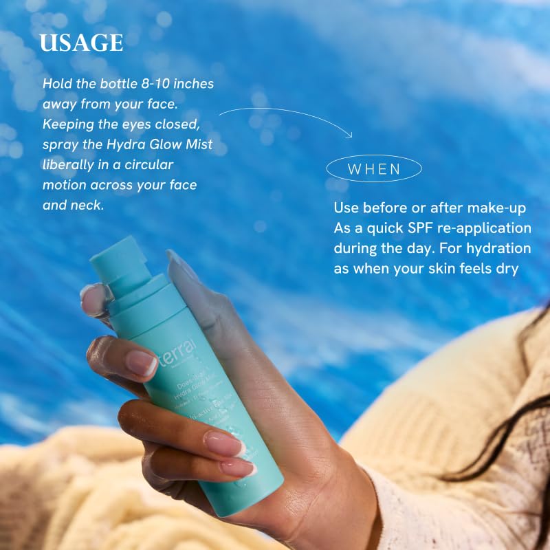 Image of Hydra Glow Face Mist SPF 30 PA+++ | In-Vivo tested for 24hr Hydration with Hyaluronic Acid | Broad Spectrum UVA /UVB Protection | Sunscreen Mist Spray for Easy Reapplication Over Makeup | Barrier Support | Dermatologically Tested | Lightweight & Non-Greasy | 75ml