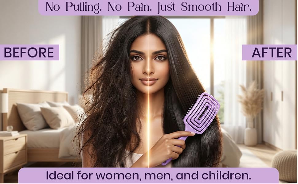 Image of Wet Hair Detangling Brush | Vented No-Tangle Hair Brush for Wet & Dry Use | Glide Through Knots Easily | Detangler for Kids, Women & Men | Gentle & Lightweight Styling Tool