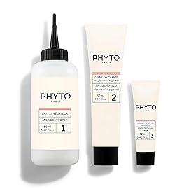 PHYTO Phytocolor Permanent Hair Color, 1 Black, with Botanical Pigments, 100% Grey Hair Coverage, Ammonia-free, PPD-free, Resorcin-free, 0.42 oz.