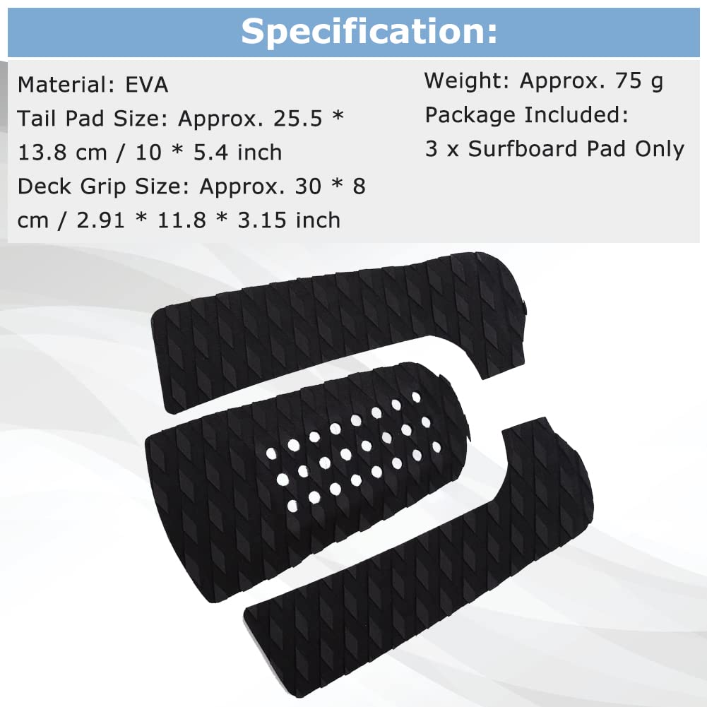 Pad De Traction EVA, Tapis de Surf Antidérapant Tapis de Traction pour Skimboard Traction Accessoires de Surf(Noir)
