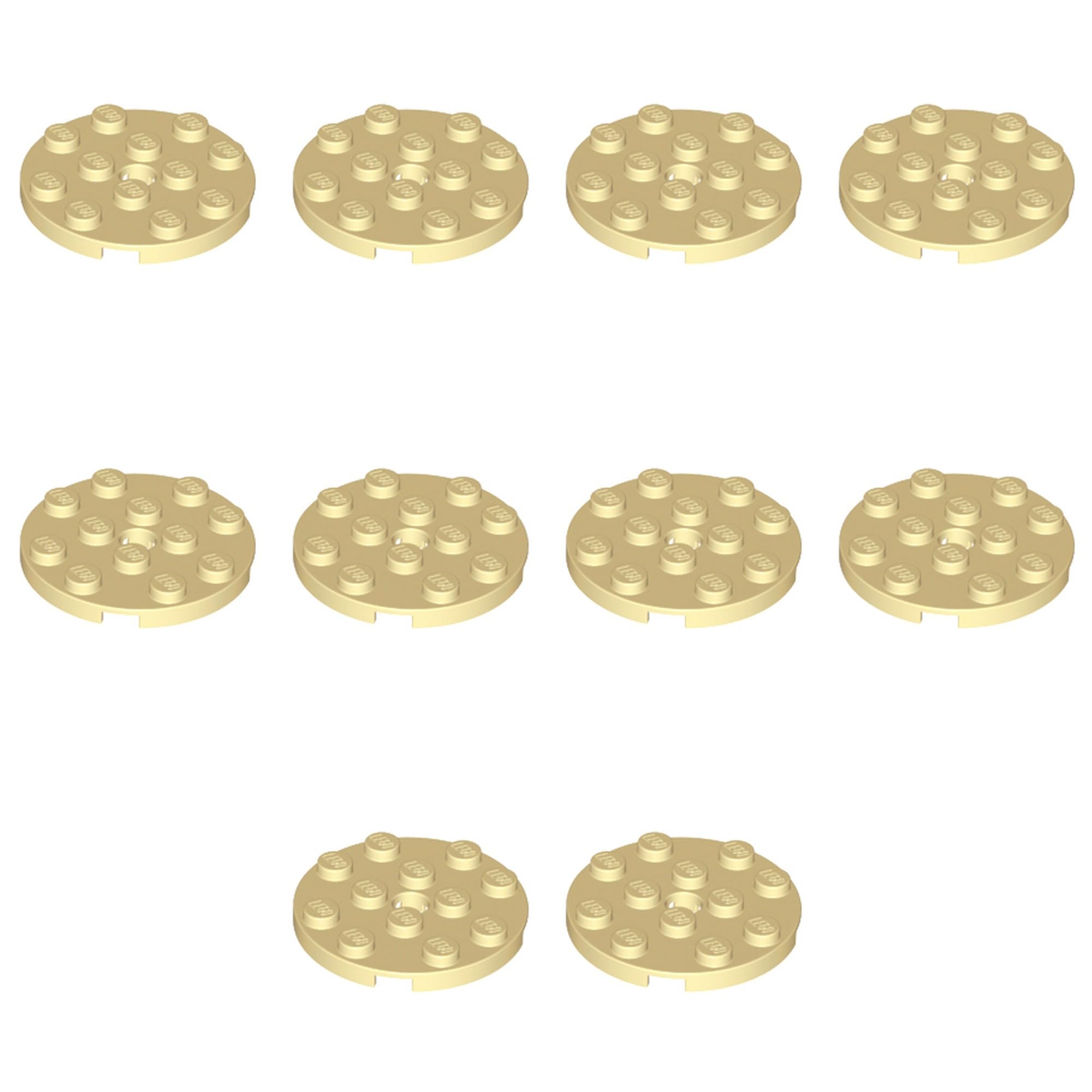 LEGO Plate, Round 4 x 4 with Hole, Part 60474 (Tan, 5, Bricks) โ image 1