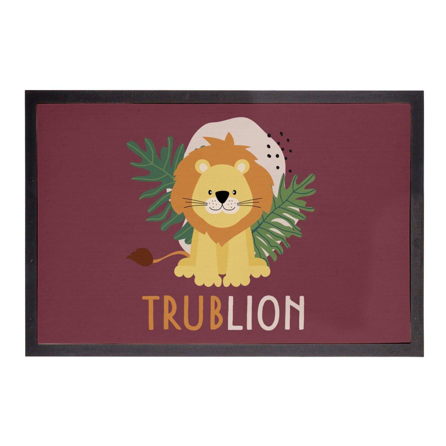 Paillasson lion rouge 60x40 essuie-pieds original illustration savane