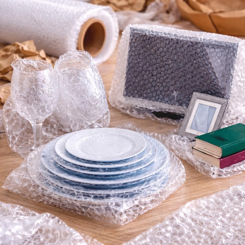 Jardibric - Film à Bulles Polyéthylène 1 x 50 m - Rouleau de Protection Hivernale pour Plantes - Emballage et Déménagement Produits Fragiles