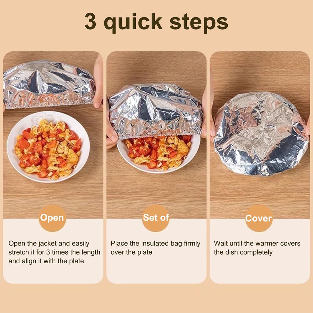 Couvercles Alimentaires en Aluminium Réutilisables, Film d'Isolation Thermique Épais avec Bords Élastiques, Résistant à 110℃, Protection Fraîcheur pour Plats, Bols et Assiettes (200 Pcs)