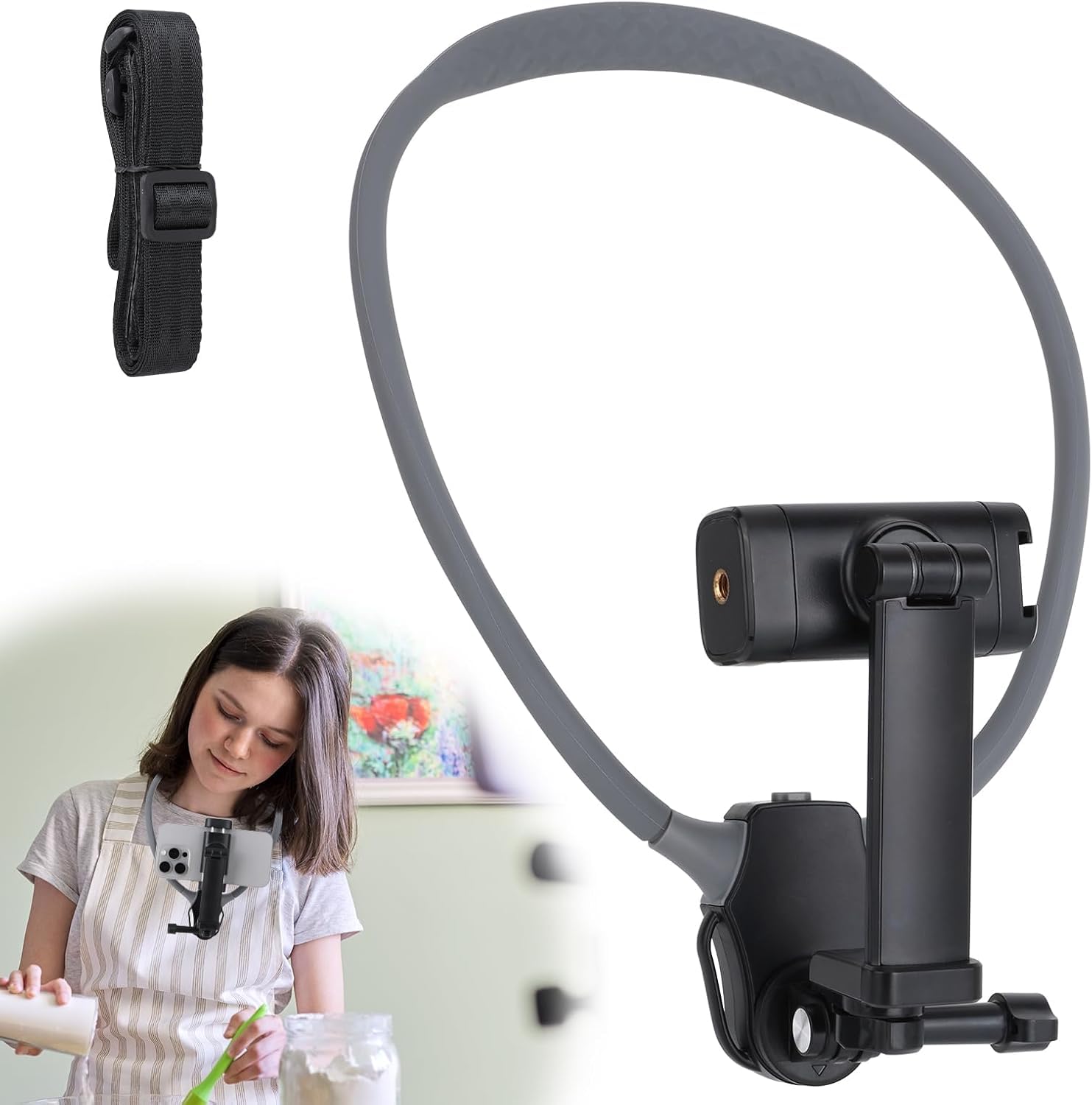 Kresal Upgraded Neck Phone Holder with Anti-Shake Strap - Adjustable POV/Vlog Phone Mount Phone Clip for Hands-Free Recording – Universal for All Smartphones-image-13