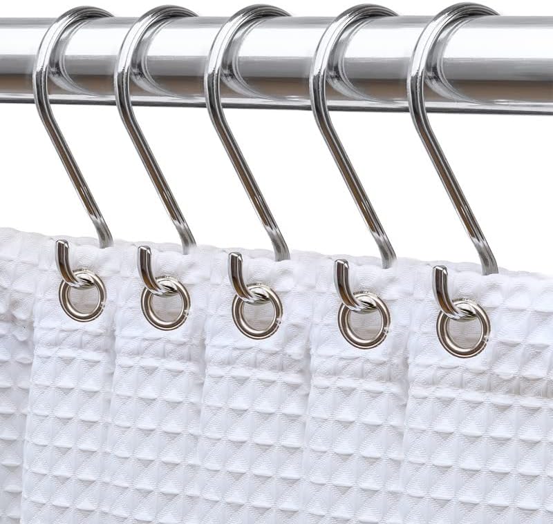 Utopia Alley HK15SS 1.7 x 3.3 in. S Shaped Rustproof Zinc Shower Curtain Hooks Rings for Shower Curtains & Bathroom Chrome - Set of 12