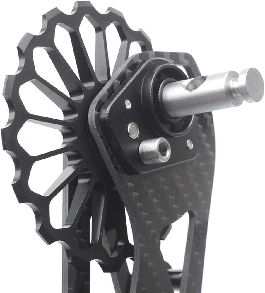 Bicycle Carbon Fiber Ceramic Rear Derailleur 17T Pulley Guide Wheel Accessories Bicycle Rear Derailleur Cable, Red-A