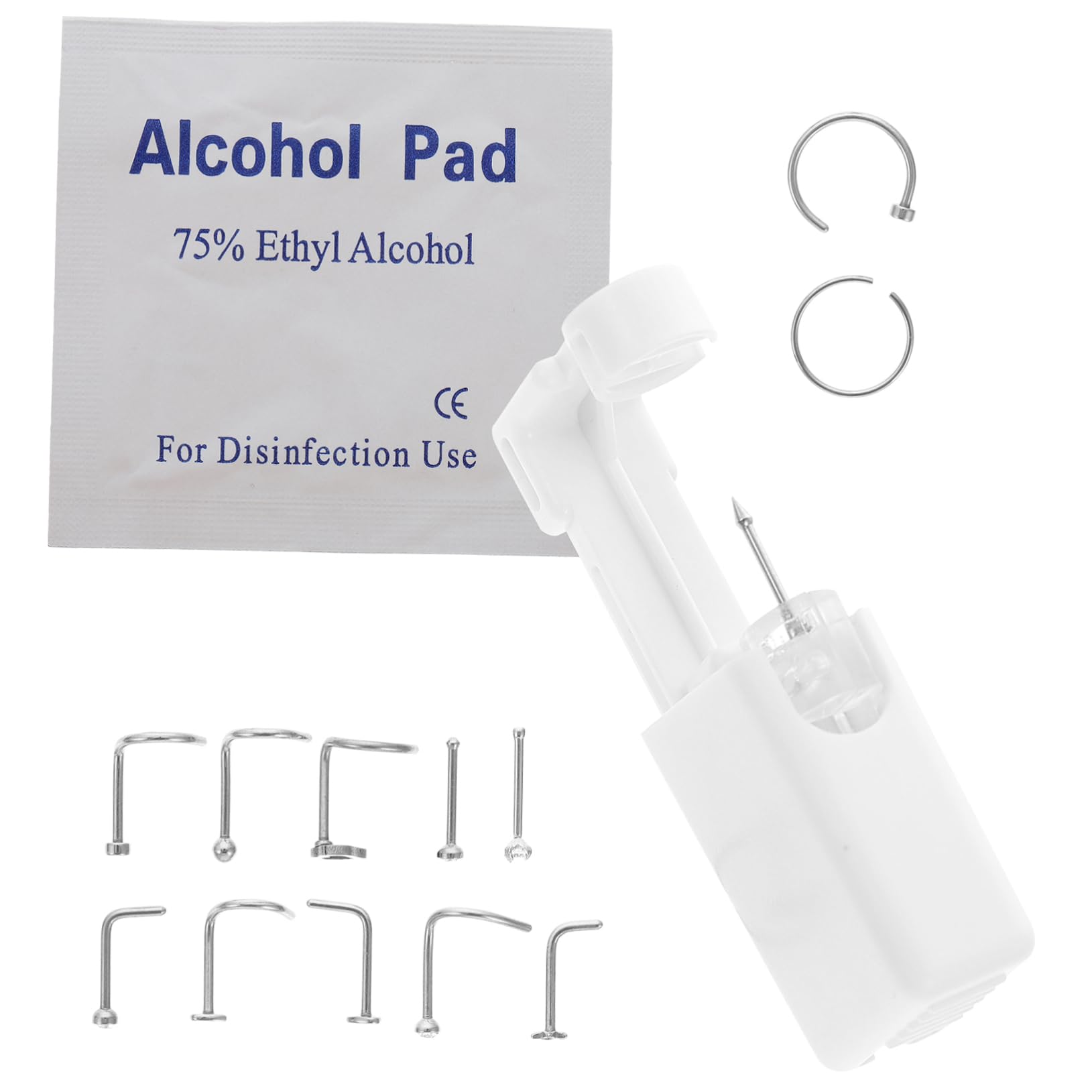 minkissy Piercing Supply 1 Set of Stainless Nose Piercer Professional Piercing Tool Set Sterilized Packaging