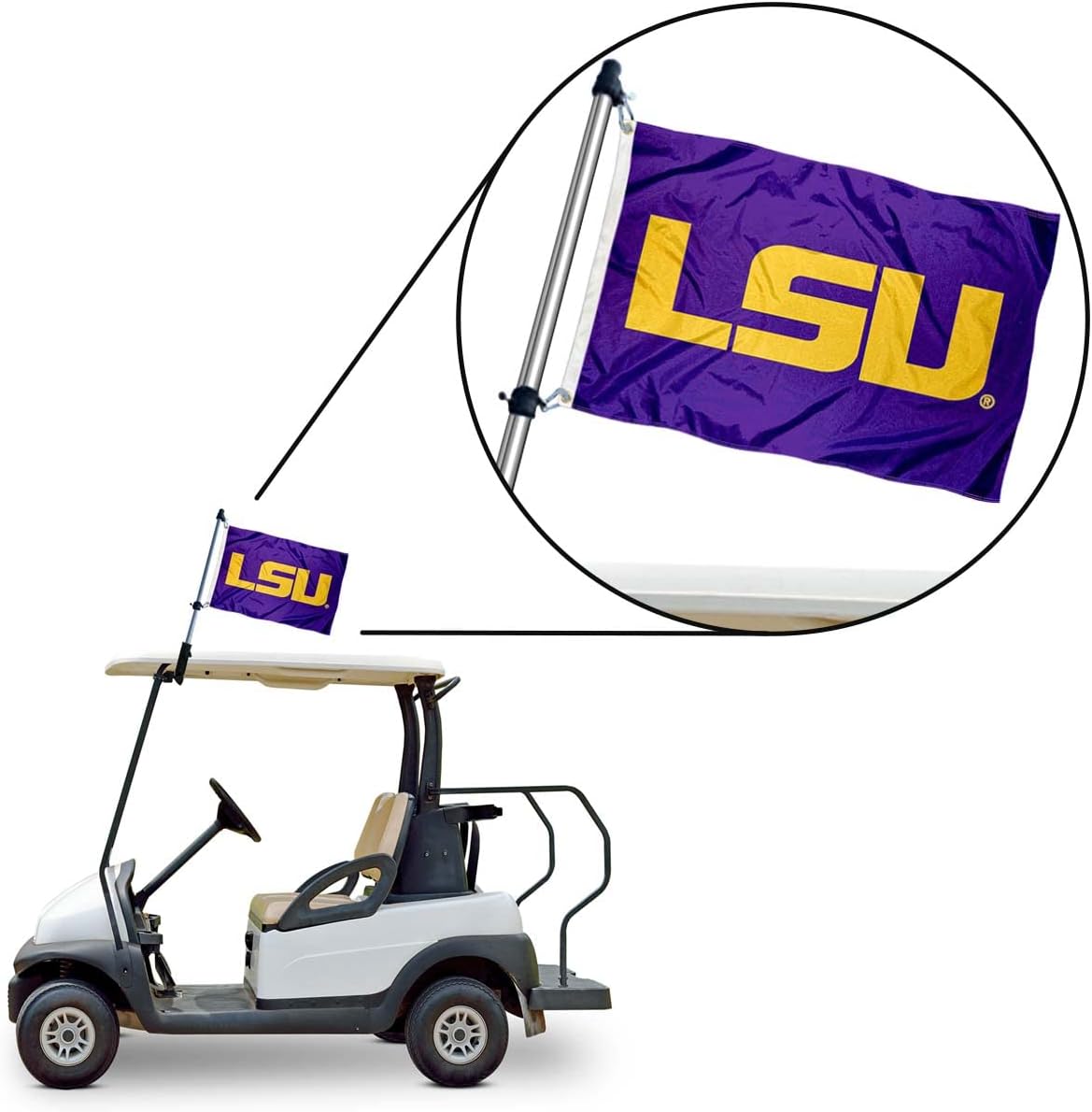 College Flags & Banners Co. Louisiana State LSU Tigers Golf Cart Flag Pole and Holder Mounting Bracket