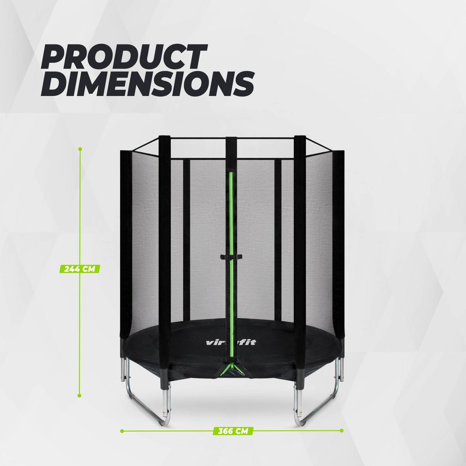 VirtuFit Trampolin Outdoor, Gartentrampolin - Trampolin mit Sicherheitszaun und Gepolsterte Stangen für Kinder Indoor Outdoor Fitness